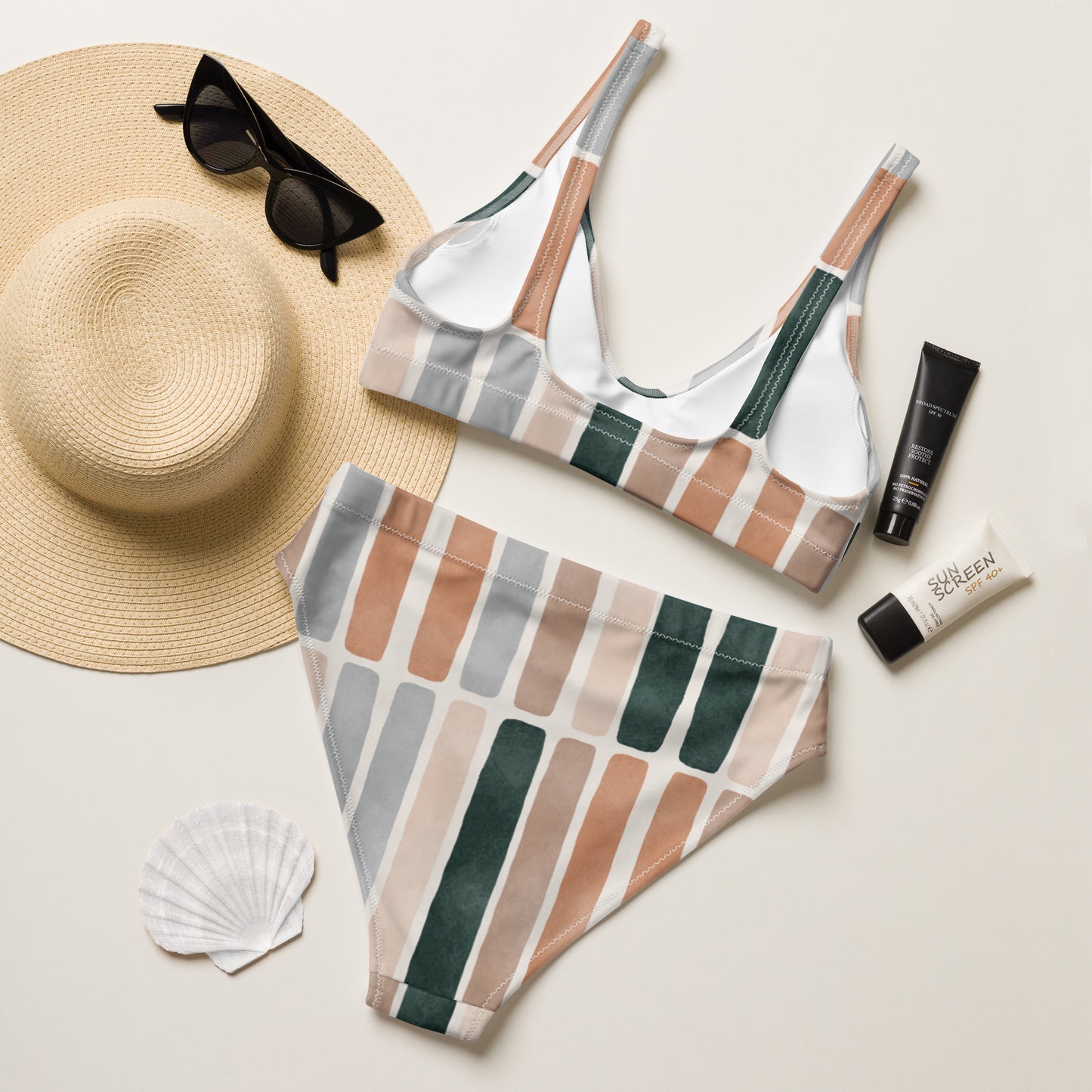 The Bold Striped Recycled High-Waisted Bikini