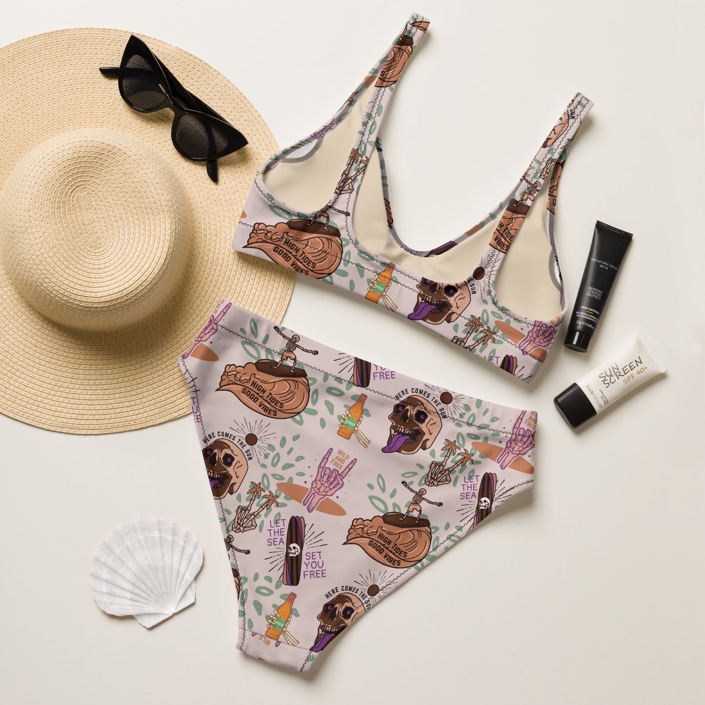 The High Tides Good Vibes Recycled High-Waisted bikini