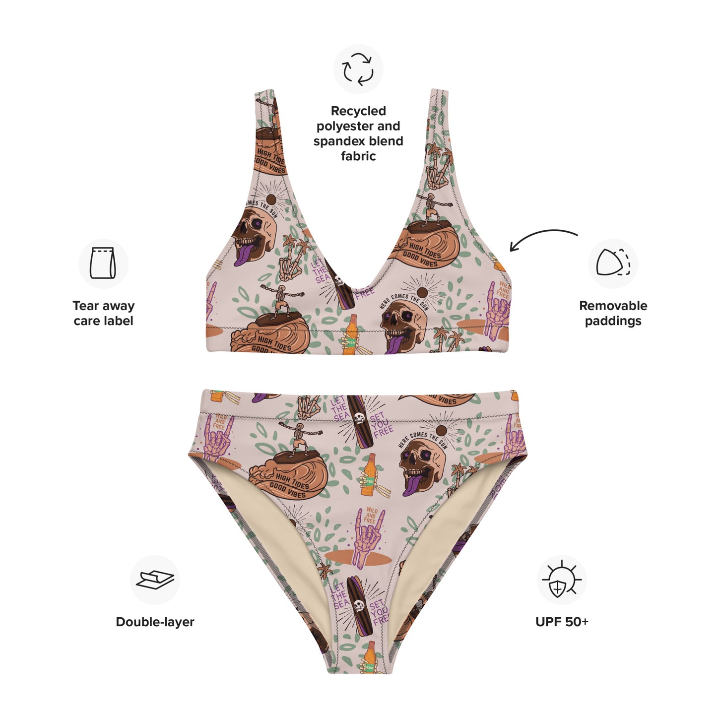 The High Tides Good Vibes Recycled High-Waisted bikini