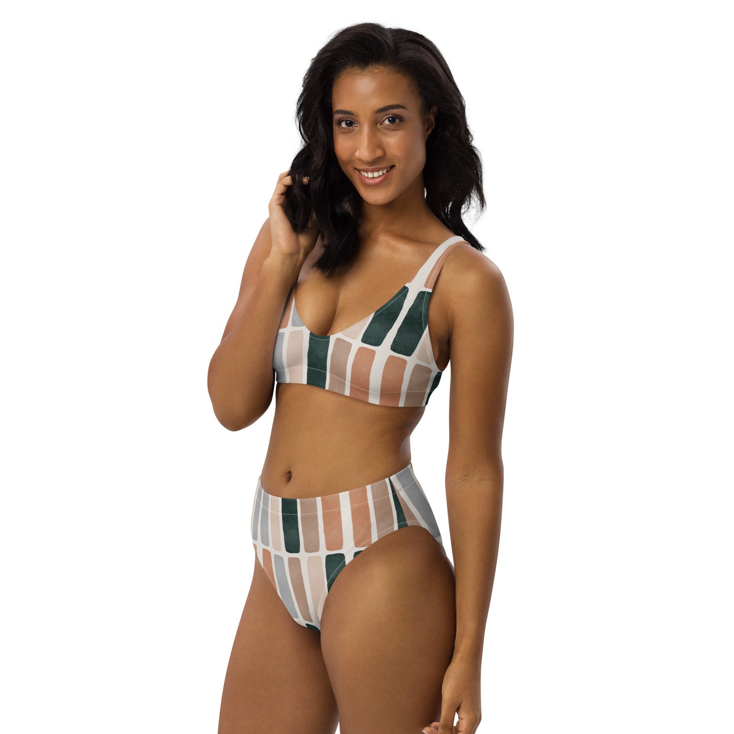 The Bold Striped Recycled High-Waisted Bikini