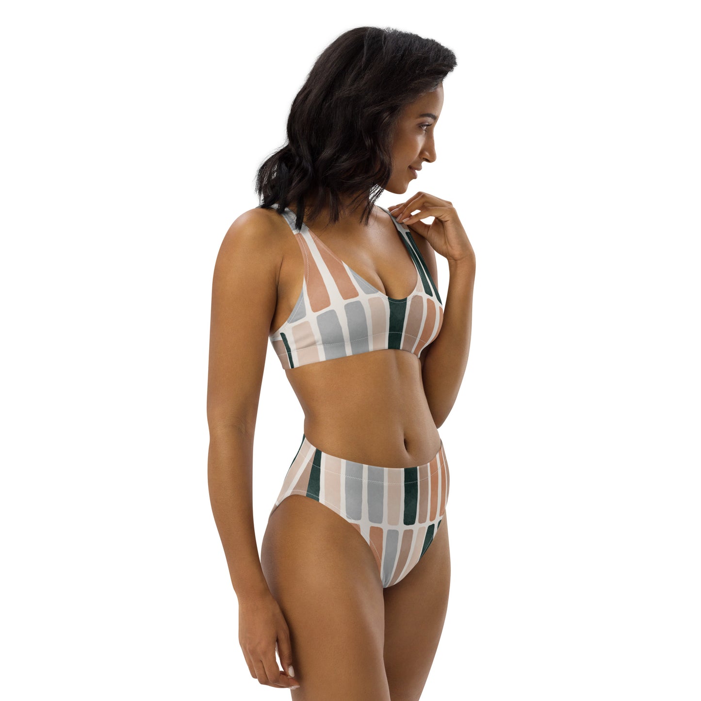 The Bold Striped Recycled High-Waisted Bikini