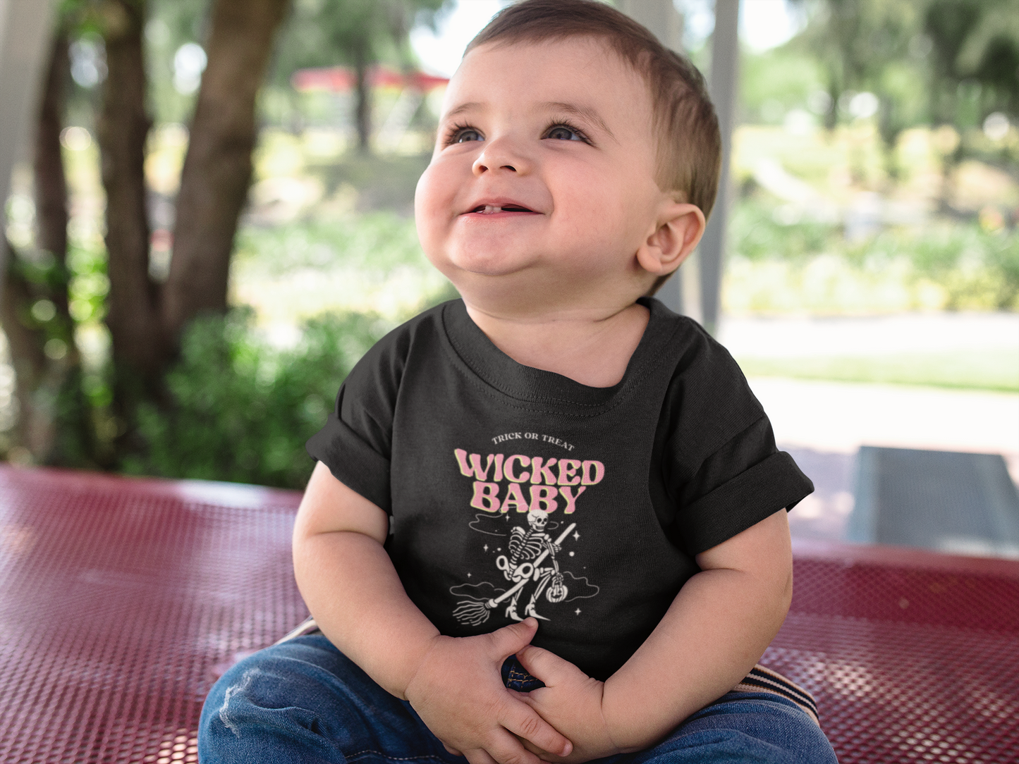 The Trick Or Treat Wicked Baby Tee, 100% Rib Cotton