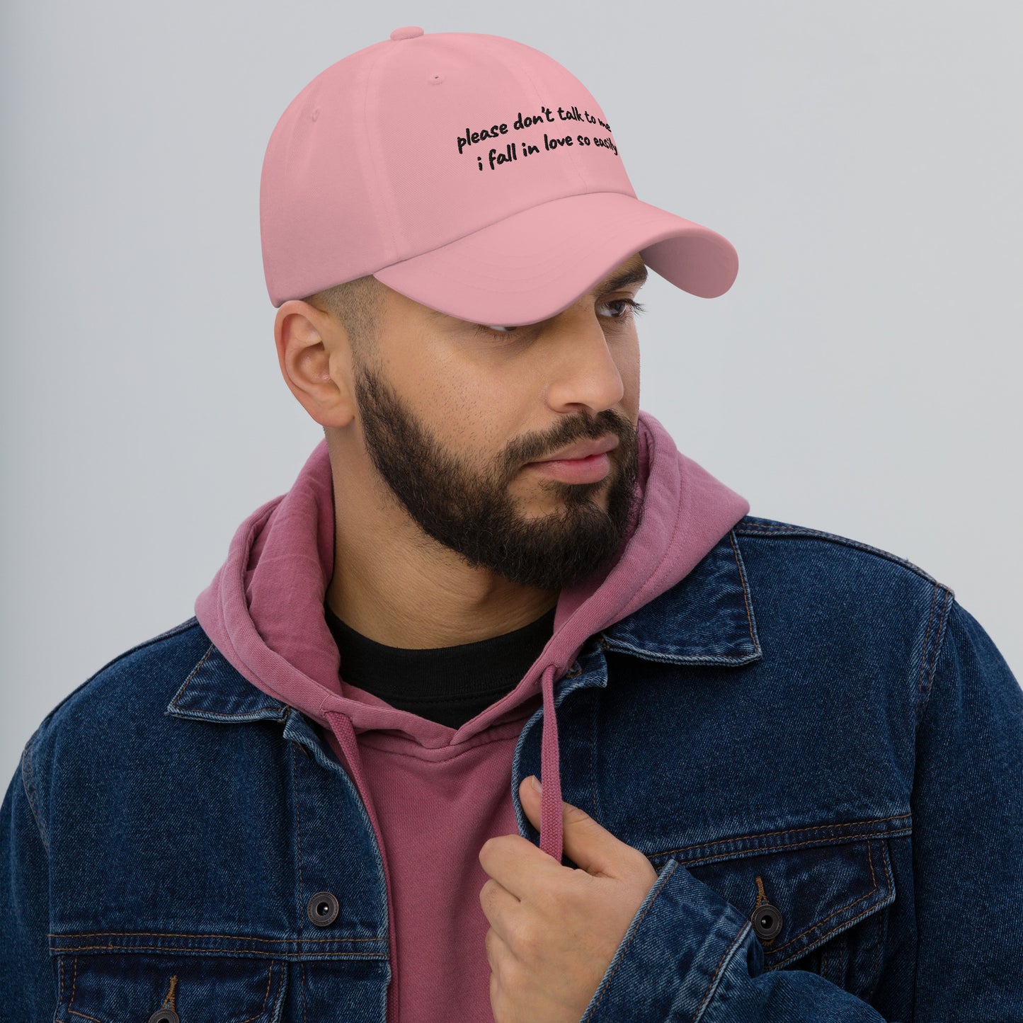 The Please Don't Talk To Me I Fall In Love So Easily Embroidered Hat