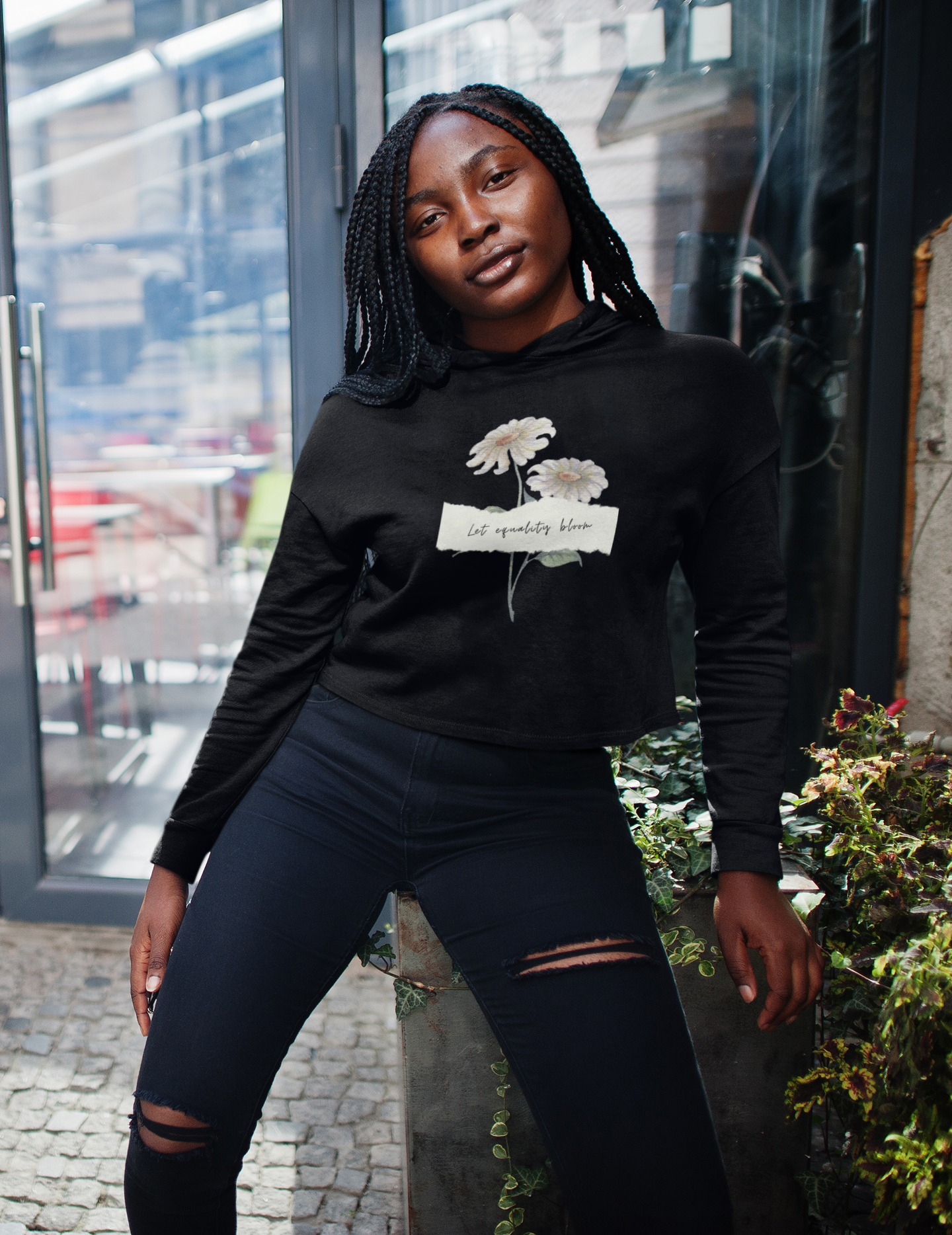 The Let Equality Bloom Crop Hoodie