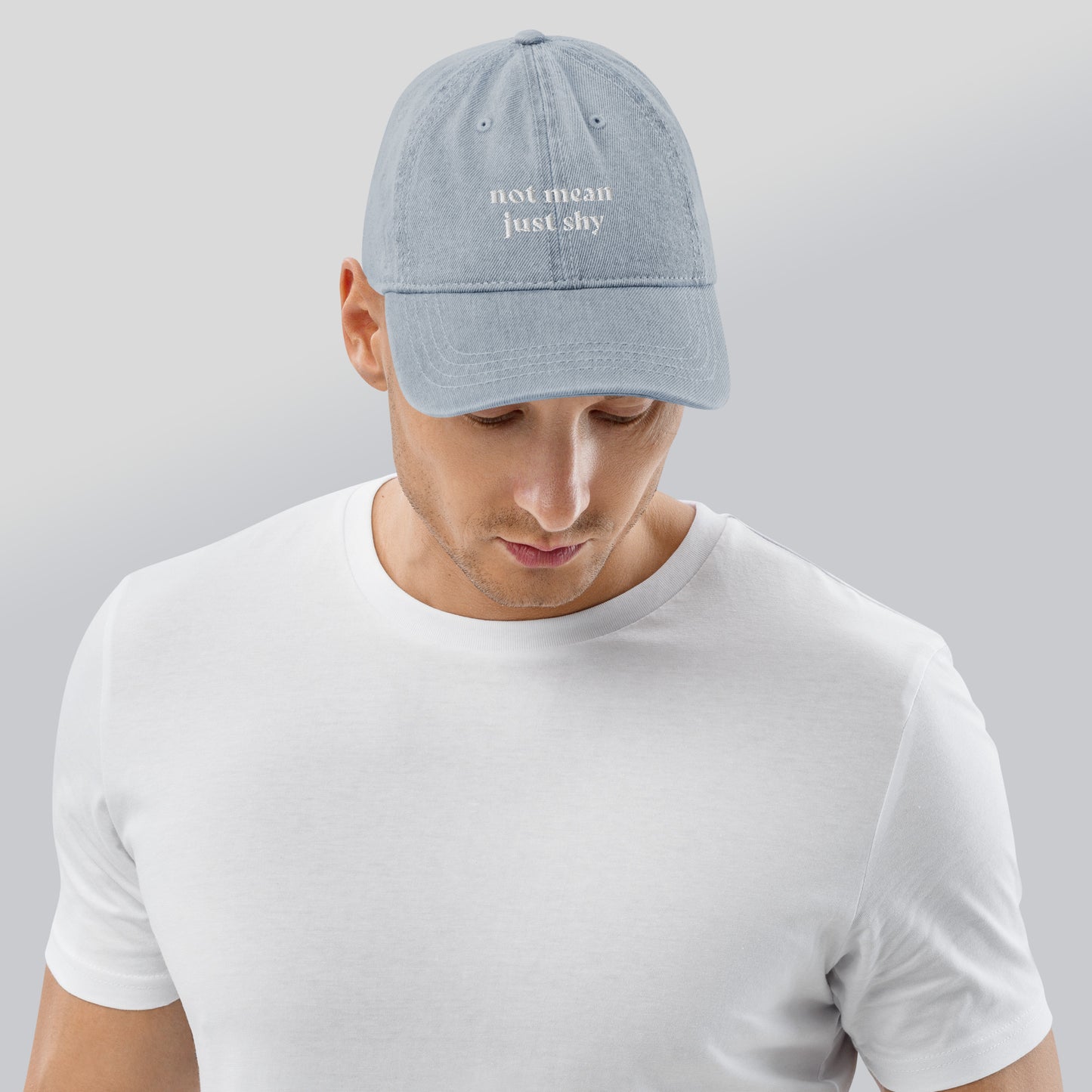 The Not Mean Just Shy Denim Hat