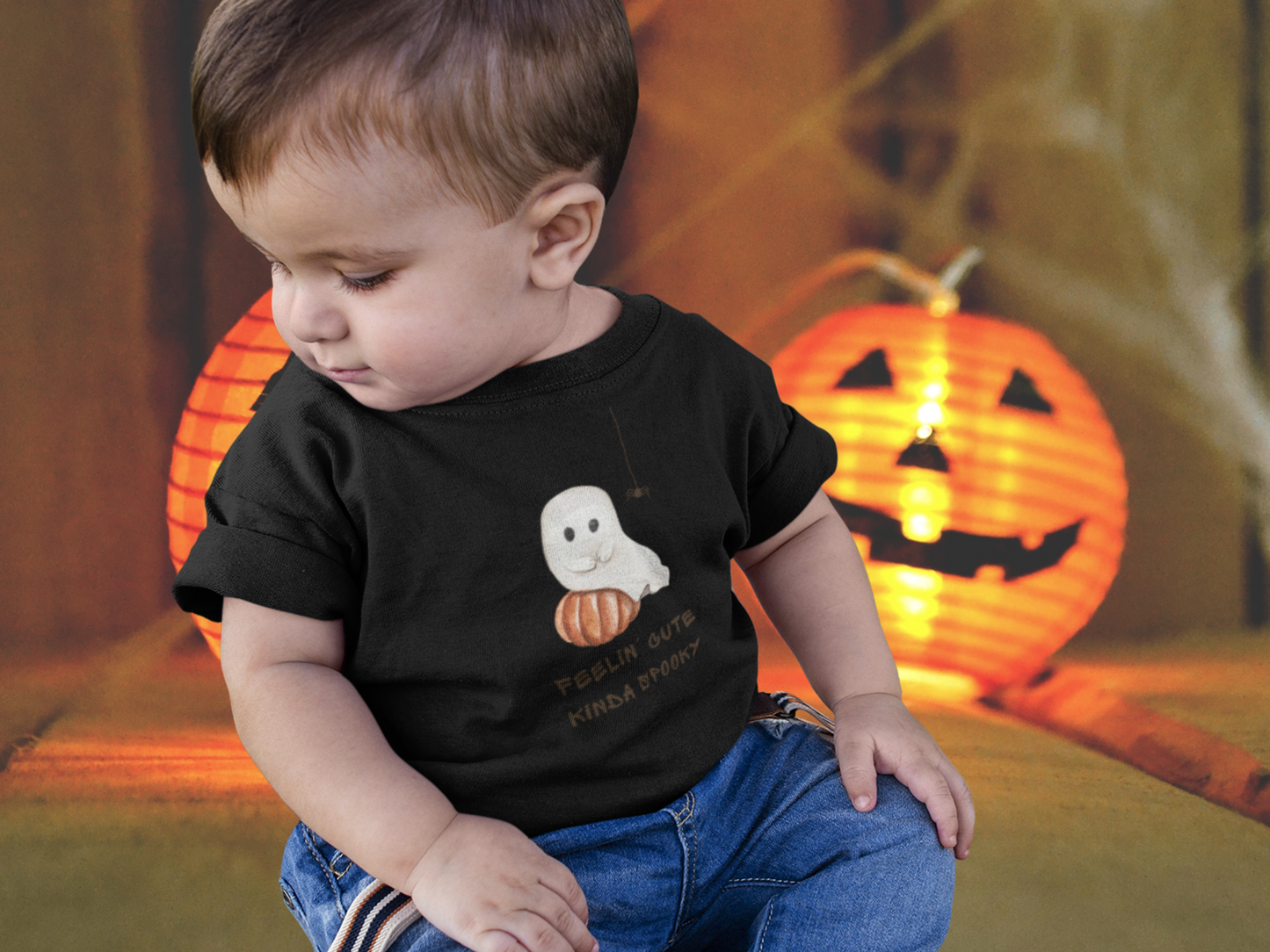 The Feelin' Cute Kinda Spooky Baby Tee, 100% Cotton