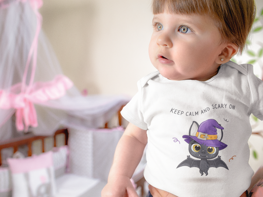 The Keep Calm And Scary On Halloween Baby Onesie, 100% Cotton