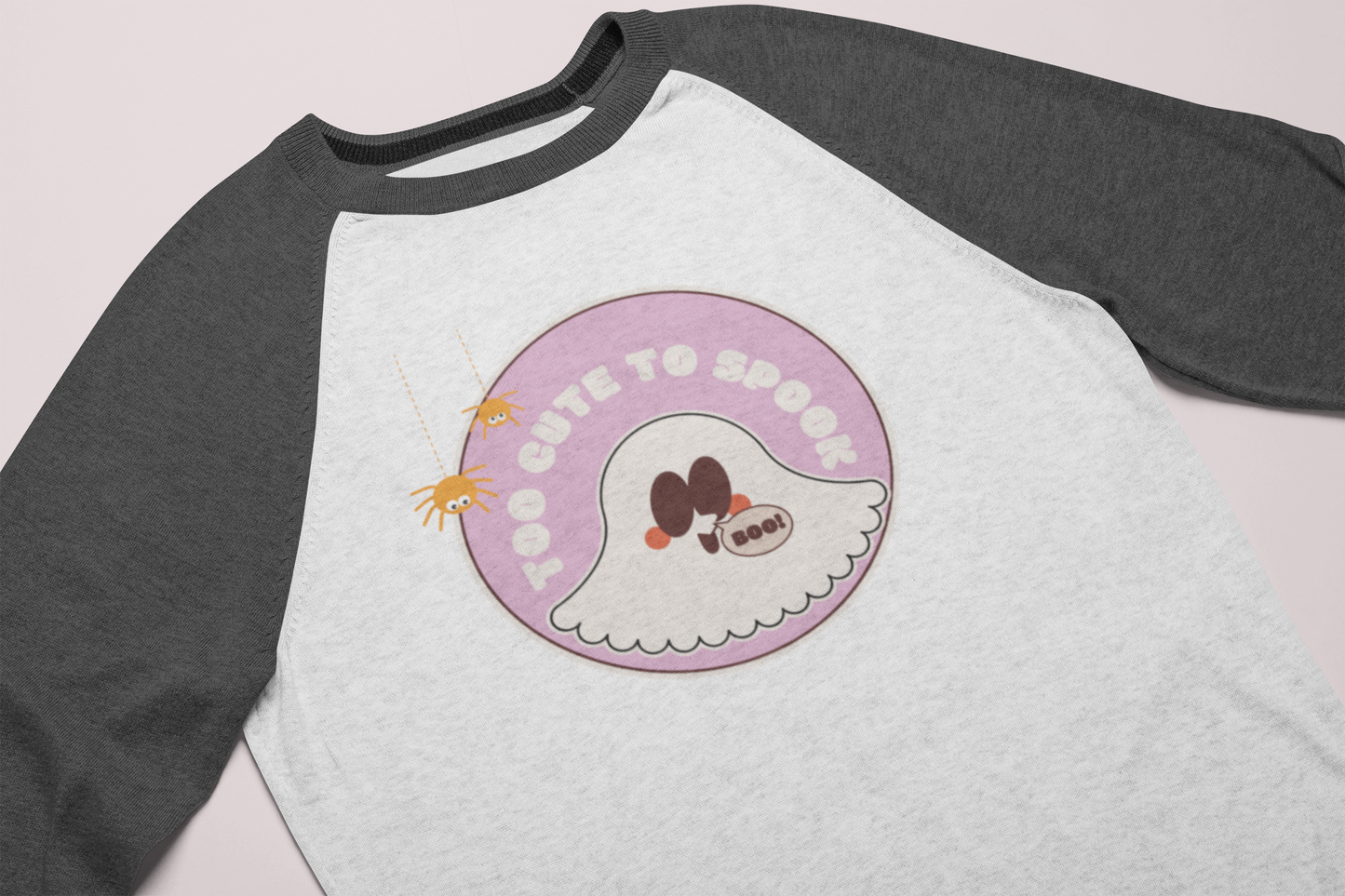 The Too Cute To Spook Toddler Halloween Baseball Tee