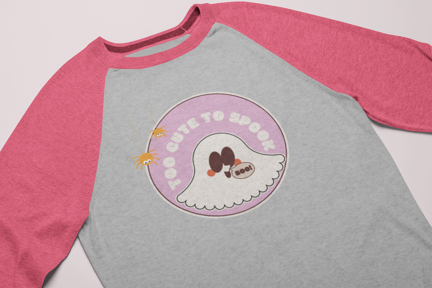 The Too Cute To Spook Toddler Halloween Baseball Tee