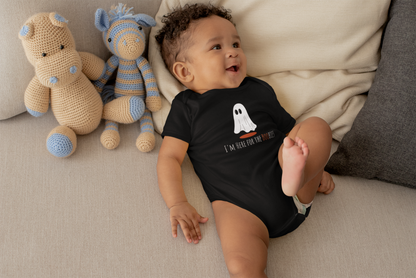 The I'm Here For the Boobies Halloween Baby Onesie, 100% Cotton