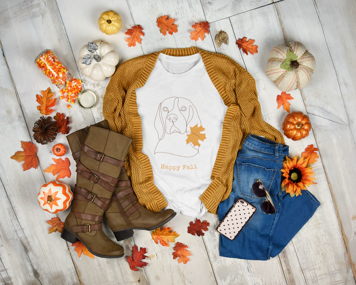 The Happy Fall Pup Long Sleeve Tee