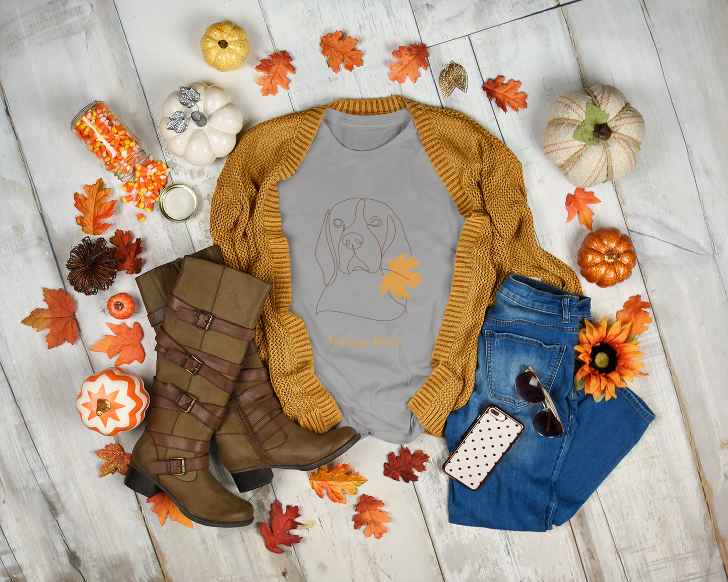 The Happy Fall Pup Long Sleeve Tee