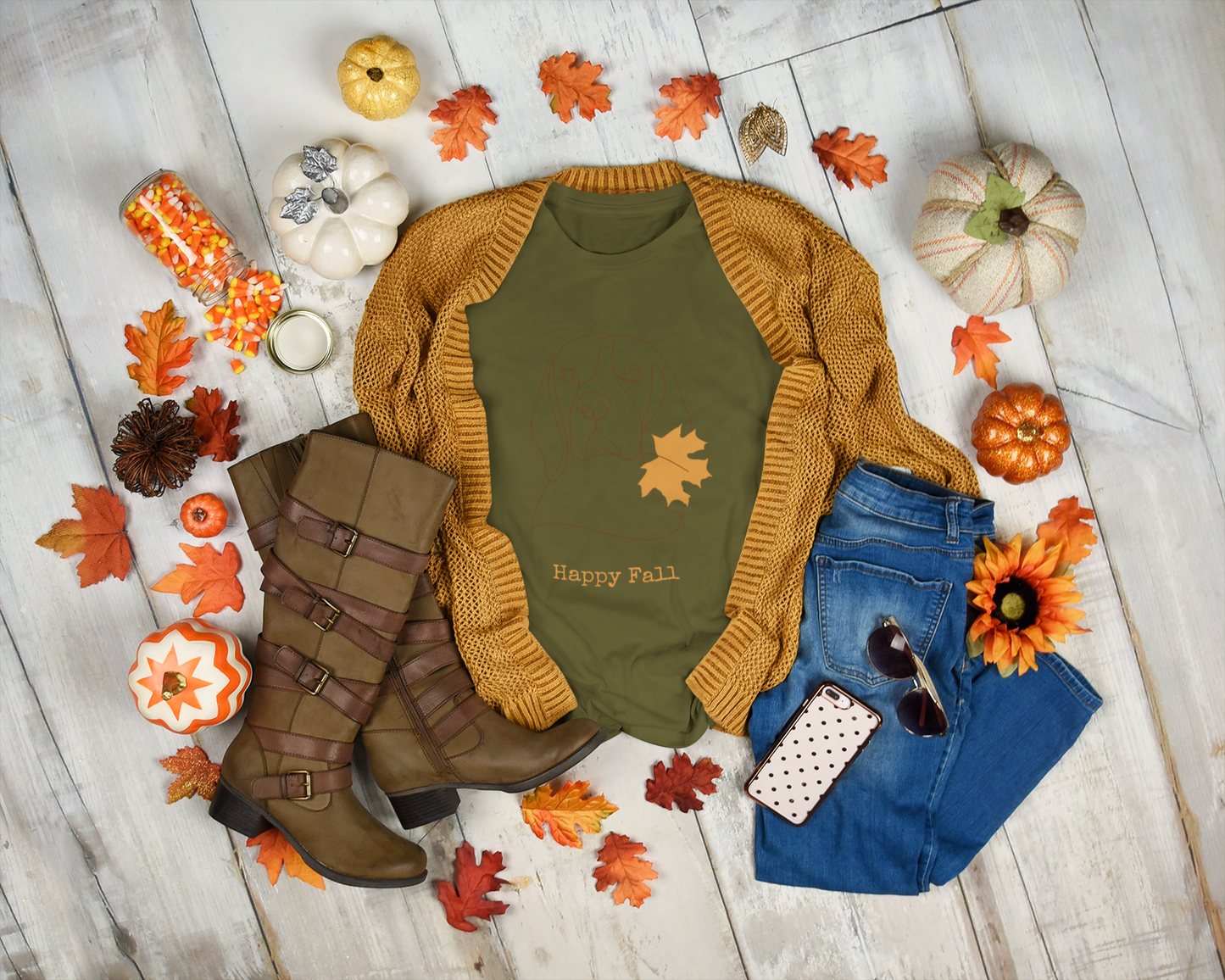 The Happy Fall Pup Long Sleeve Tee