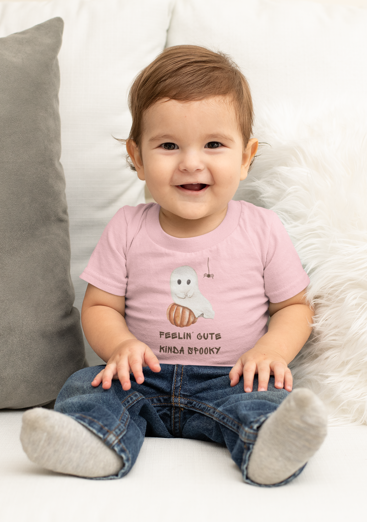 The Feelin' Cute Kinda Spooky Baby Tee, 100% Cotton