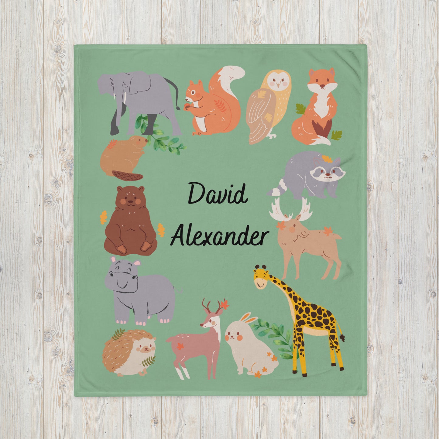 Personalized Children's Zoo Animal Blanket