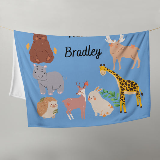 Personalized Children's Zoo Animal Blanket