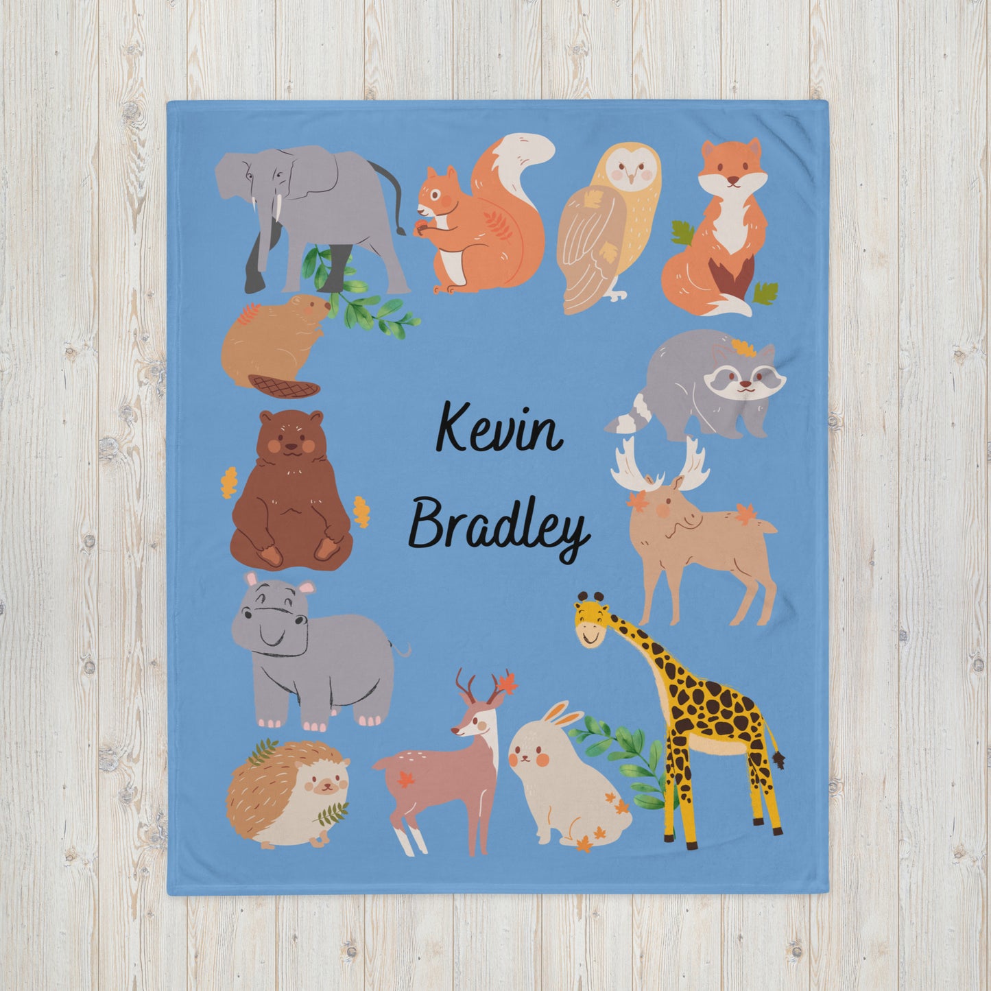 Personalized Children's Zoo Animal Blanket