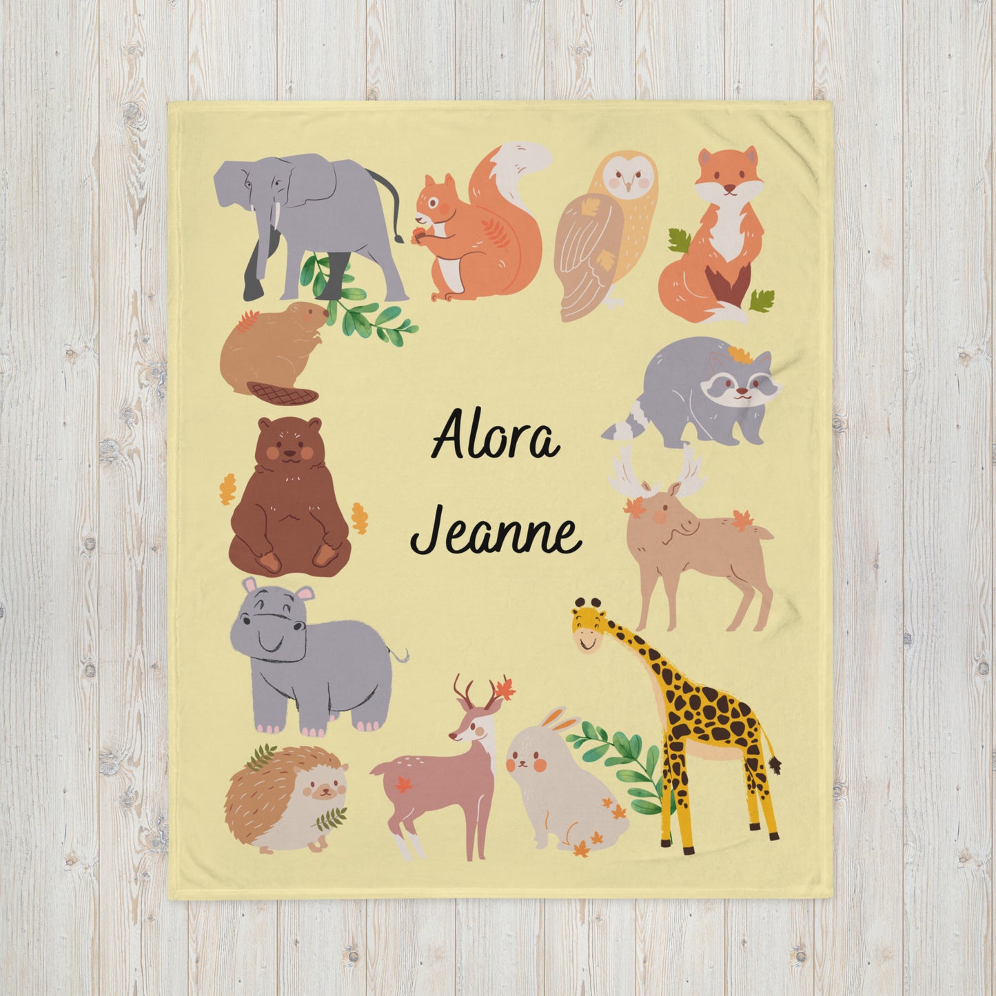 Personalized Children's Zoo Animal Blanket