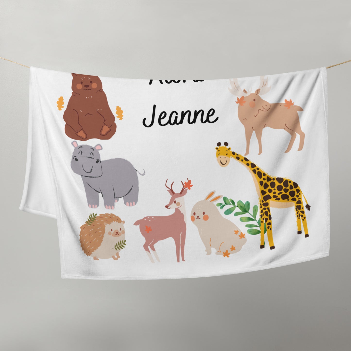 Personalized Children's Zoo Animal Blanket