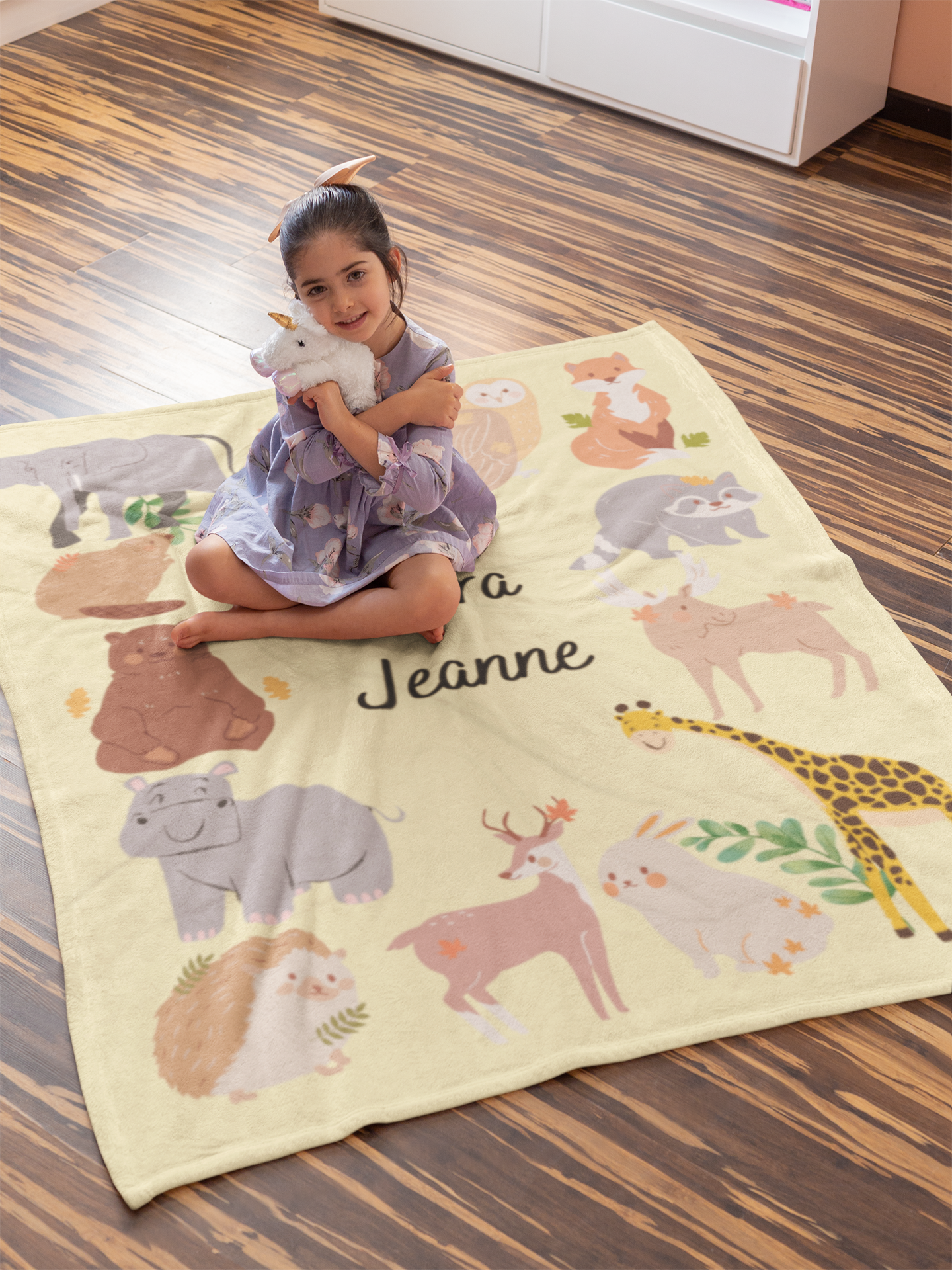 Personalized Children's Zoo Animal Blanket