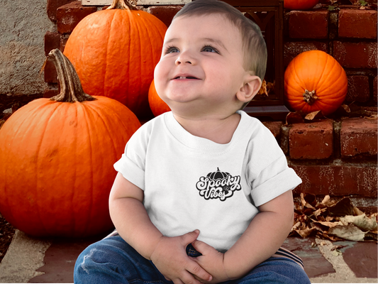 The Spooky Vibes Halloween Baby Tee, 100% Rib Cotton